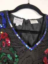 Load image into Gallery viewer, The Floral Sequin | Vintage 80s pailletten silk top Stenary XS
