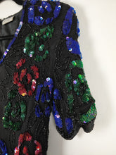 Load image into Gallery viewer, The Floral Sequin | Vintage 80s pailletten silk top Stenary XS

