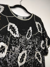 Load image into Gallery viewer, The Monochrome Sequin | Vintage 80s pailletten silk top Frank Usher M
