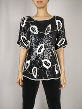 Load image into Gallery viewer, The Monochrome Sequin | Vintage 80s pailletten silk top Frank Usher M
