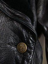 Load image into Gallery viewer, The Black Cub | Vintage real leather faux fur collar cropped lace up biker jacket S
