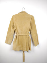 Load image into Gallery viewer, The Beige Suede | Vintage real suede leather brown waist trench coat jacket S-M
