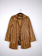 Load image into Gallery viewer, The Toffee Dream Leather Jacket | Vintage real leather brown stripe mid long jacket coat M

