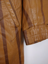 Load image into Gallery viewer, The Toffee Dream Leather Jacket | Vintage real leather brown stripe mid long jacket coat M
