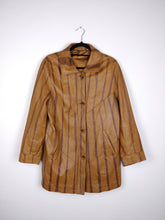 Load image into Gallery viewer, The Toffee Dream Leather Jacket | Vintage real leather brown stripe mid long jacket coat M
