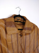 Load image into Gallery viewer, The Toffee Dream Leather Jacket | Vintage real leather brown stripe mid long jacket coat M
