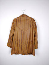 Load image into Gallery viewer, The Toffee Dream Leather Jacket | Vintage real leather brown stripe mid long jacket coat M
