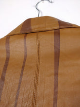 Load image into Gallery viewer, The Toffee Dream Leather Jacket | Vintage real leather brown stripe mid long jacket coat M
