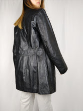 Load image into Gallery viewer, The Black Licorice | Vintage real leather black jacket coat L
