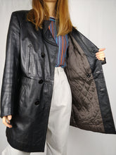 Load image into Gallery viewer, The Black Licorice | Vintage real leather black jacket coat L
