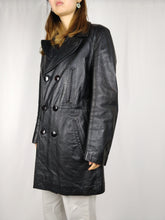 Load image into Gallery viewer, The Black Licorice | Vintage real leather black jacket coat L

