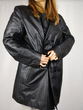 Load image into Gallery viewer, The Black Licorice | Vintage real leather black jacket coat L
