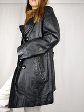 Load image into Gallery viewer, The Black Licorice | Vintage real leather black jacket coat L
