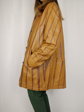 Load image into Gallery viewer, The Toffee Dream Leather Jacket | Vintage real leather brown stripe mid long jacket coat M
