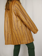 Load image into Gallery viewer, The Toffee Dream Leather Jacket | Vintage real leather brown stripe mid long jacket coat M
