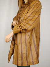 Load image into Gallery viewer, The Toffee Dream Leather Jacket | Vintage real leather brown stripe mid long jacket coat M
