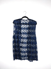 Load image into Gallery viewer, The Navy Lace | Vintage floral embroidery lace dark blue sleeveless vest cardigan
