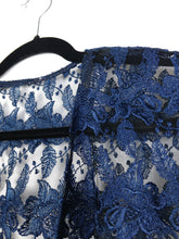 Load image into Gallery viewer, The Navy Lace | Vintage floral embroidery lace dark blue sleeveless vest cardigan
