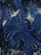 Load image into Gallery viewer, The Navy Lace | Vintage floral embroidery lace dark blue sleeveless vest cardigan
