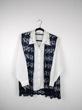 Load image into Gallery viewer, The Navy Lace | Vintage floral embroidery lace dark blue sleeveless vest cardigan
