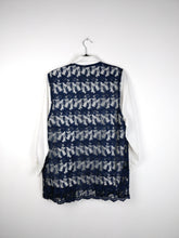 Load image into Gallery viewer, The Navy Lace | Vintage floral embroidery lace dark blue sleeveless vest cardigan
