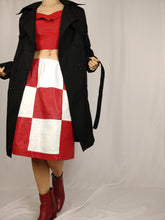 Load image into Gallery viewer, The Black Trench | Vintage black mid long trench coat jacket plaid tartan nova check S
