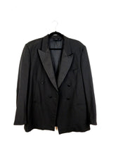 Load image into Gallery viewer, The Black Out | Vintage wool Fraizzoli black plain blazer jacket L-XL
