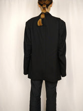 Lade das Bild in den Galerie-Viewer, Der Blackout | Vintage Wolle Fraizzoli schwarze schlichte Blazerjacke L-XL
