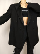 Load image into Gallery viewer, The Black Out | Vintage wool Fraizzoli black plain blazer jacket L-XL
