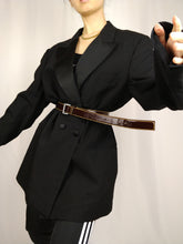 Load image into Gallery viewer, The Black Out | Vintage wool Fraizzoli black plain blazer jacket L-XL
