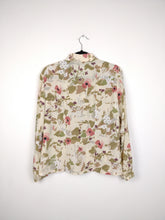 Load image into Gallery viewer, The Floral Beige | Vintage flower pattern cream long sleeve blouse M
