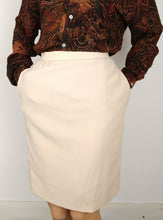 Load image into Gallery viewer, The Bread Roll | Vintage wool beige nude mini pencil skirt XS-S
