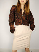 Load image into Gallery viewer, The Bread Roll | Vintage wool beige nude mini pencil skirt XS-S
