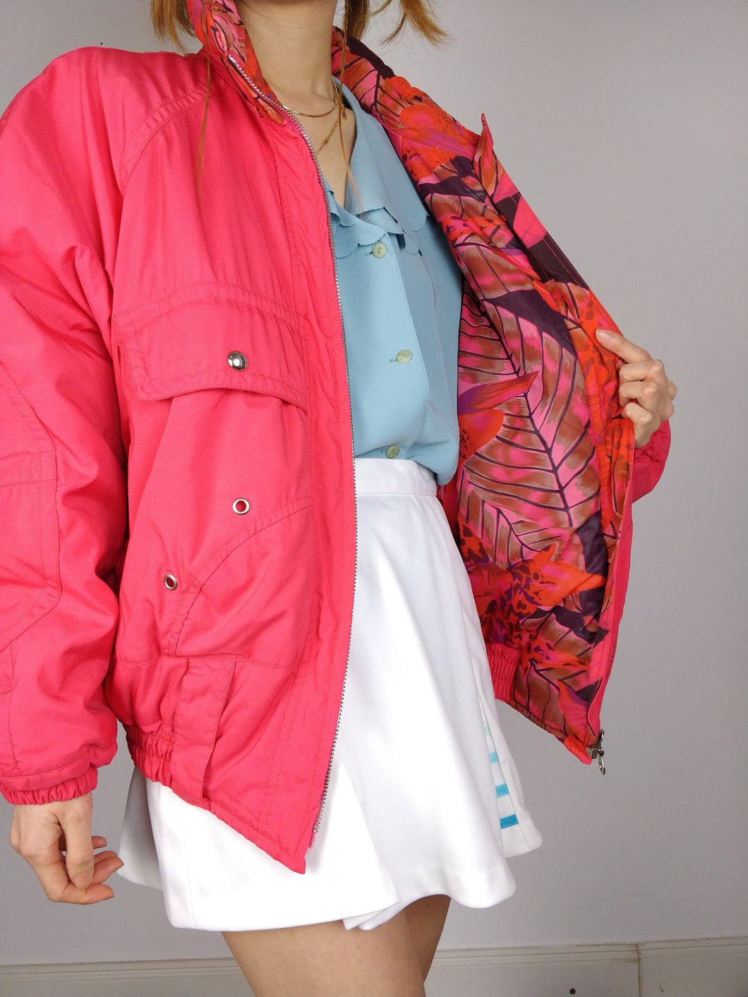 The Pink Belfe Bomber Jacket | Vintage 90s Belfe hot pink ski snow sport bomber padded coat jacket M