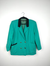 Load image into Gallery viewer, The Turquoise Blazer | Vintage wool turquoise green plain blazer jacket S-M
