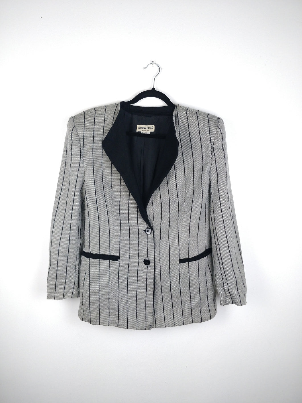 The Grey Blazer | Vintage wool grey black stripe Donnaluna blazer jacket M