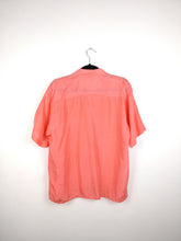 Load image into Gallery viewer, The Silk Coral | Vintage silk short sleeve blouse shirt orange peach plain L
