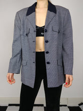 Load image into Gallery viewer, The Blue Blazer | Vintage wool blue collar blazer jacket L
