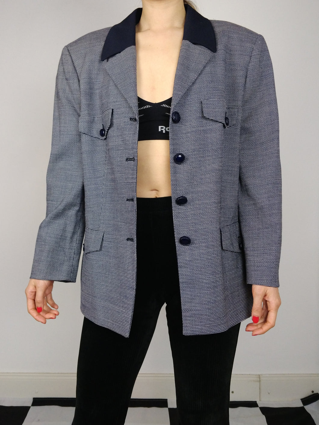 The Blue Blazer | Vintage wool blue collar blazer jacket L