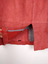 Load image into Gallery viewer, Vintage pink real suede leather set bomber jacket and pencil skirt S-M
