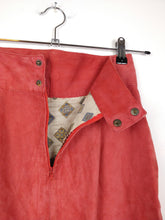 Load image into Gallery viewer, Vintage pink real suede leather set bomber jacket and pencil skirt S-M
