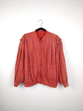 Load image into Gallery viewer, Vintage pink real suede leather set bomber jacket and pencil skirt S-M
