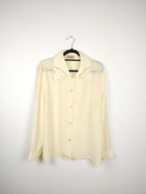 Load image into Gallery viewer, The Cream Collar | Vintage lace embroidery collar cream yellow pastel romantic feminine blouse L
