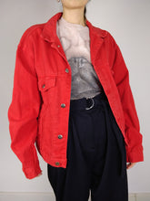 Load image into Gallery viewer, The Red Denim | Vintage red trucker denim jeans jacket M
