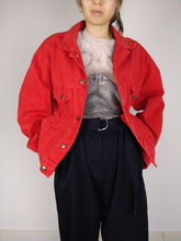 Load image into Gallery viewer, The Red Denim | Vintage red trucker denim jeans jacket M

