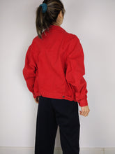 Load image into Gallery viewer, The Red Denim | Vintage red trucker denim jeans jacket M
