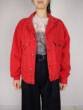Load image into Gallery viewer, The Red Denim | Vintage red trucker denim jeans jacket M
