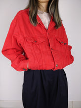 Load image into Gallery viewer, The Red Denim | Vintage red trucker denim jeans jacket M
