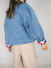 Load image into Gallery viewer, The Denim Queen | Vintage blue nautical embroidery lace denim jeans jacket M
