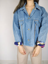 Load image into Gallery viewer, The Denim Queen | Vintage blue nautical embroidery lace denim jeans jacket M
